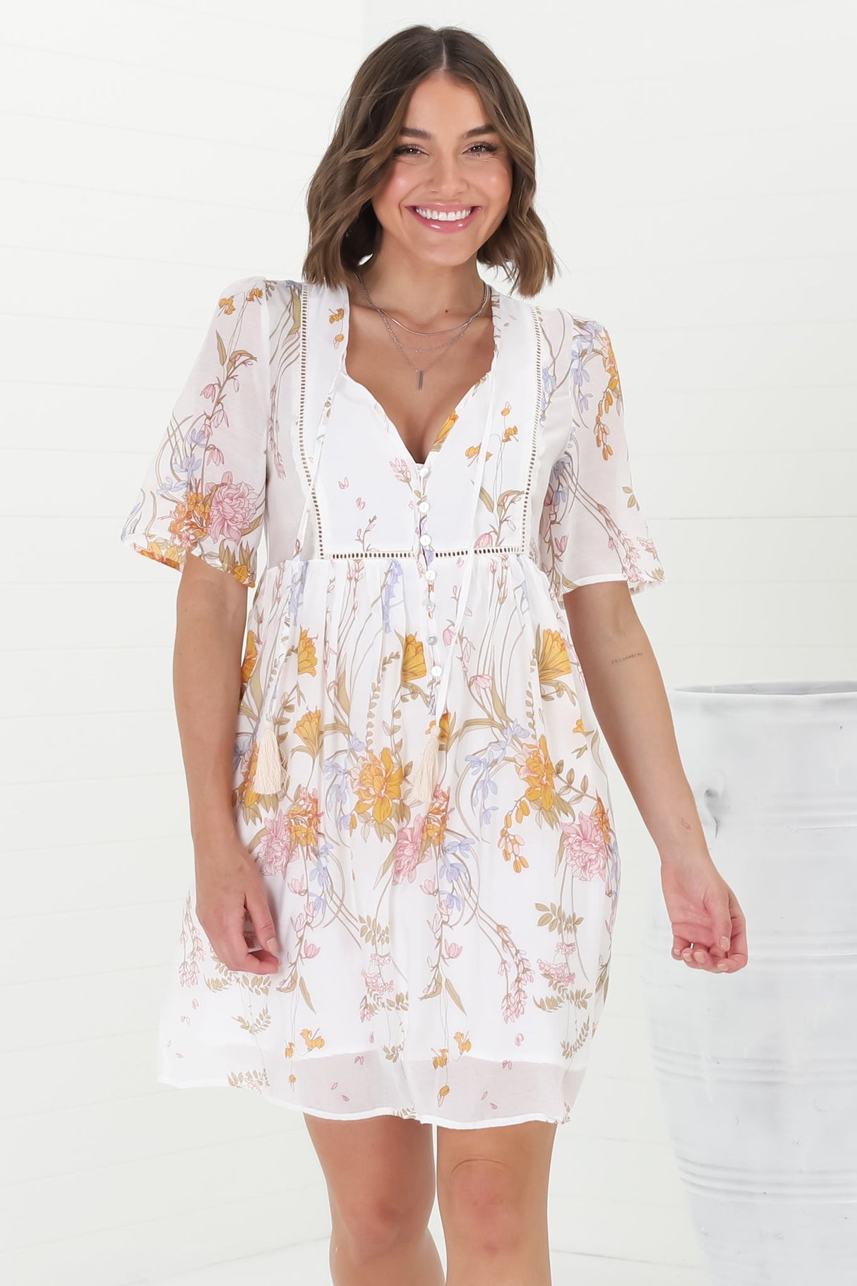 Chia Mini Dress - Babydoll Dress in Sheree Print