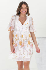 Chia Mini Dress - Babydoll Dress in Sheree Print