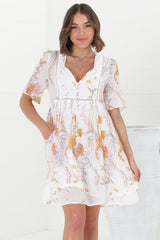 Chia Mini Dress - Babydoll Dress in Sheree Print