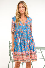 Chia Mini Dress - Babydoll Dress in Tamra Print