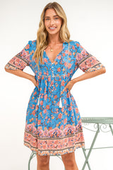 Chia Mini Dress - Babydoll Dress in Tamra Print