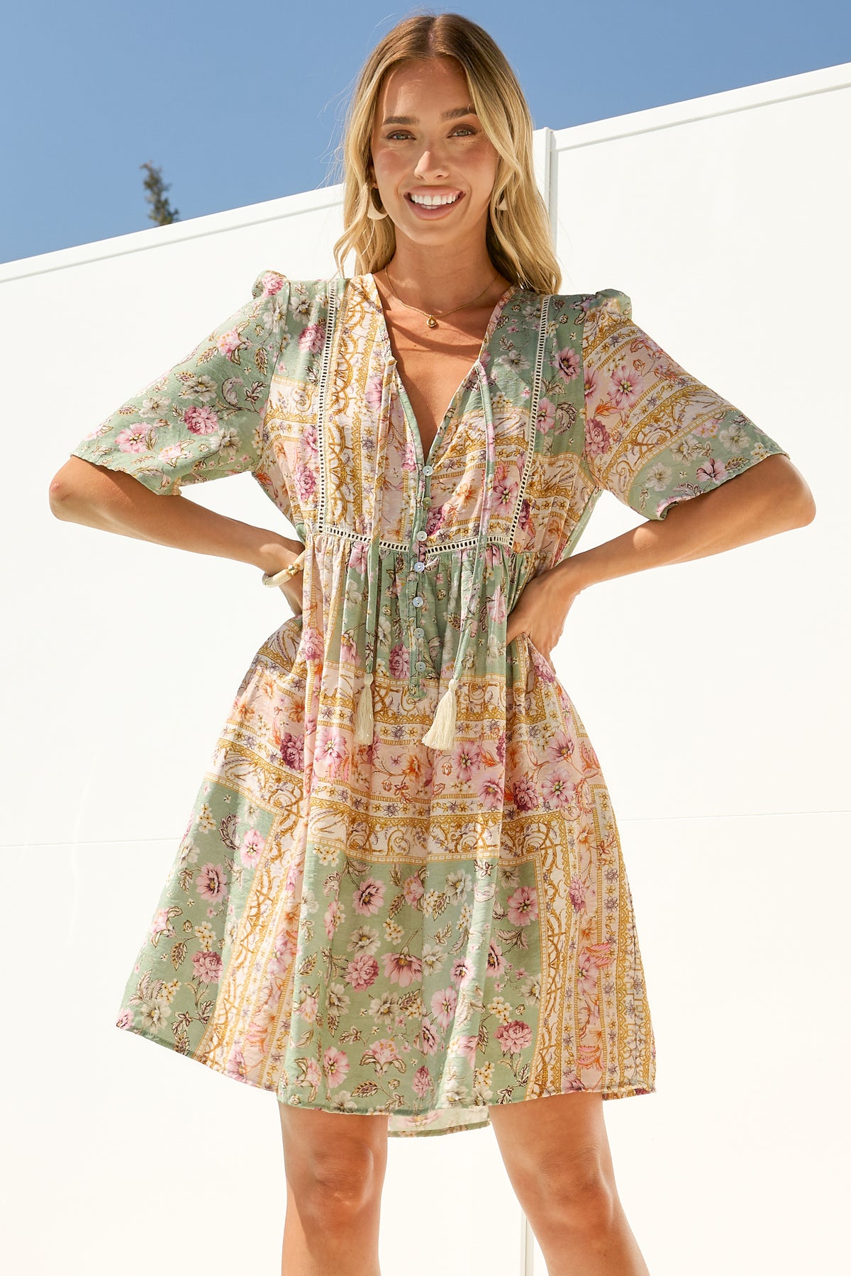 Chia Mini Dress - Babydoll Dress in Ottilie Print
