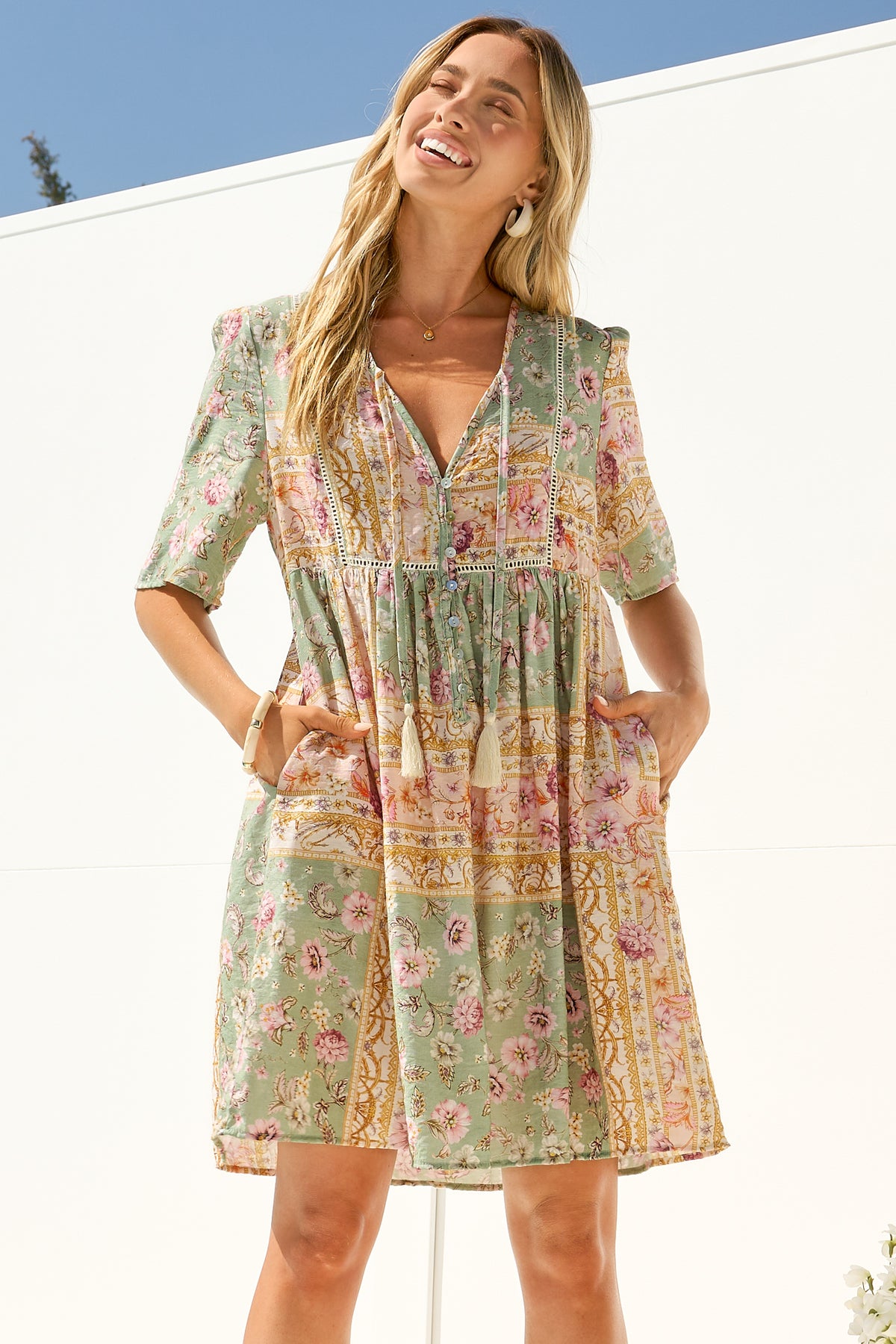 Chia Mini Dress - Babydoll Dress in Ottilie Print