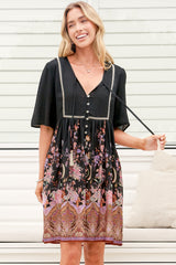Chia Mini Dress - Babydoll Dress in Zaria Print