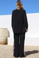 Chilli Lovers Set - Graphic Long Sleeve Top and Pants with Stripe Accent in Black