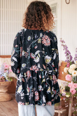 JAASE - Chloe Top: Very Oversized Crochet Trim Neckline Smock Top in Under the Stars Print