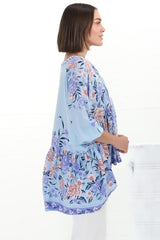 JAASE - Chloe Top: Very Oversized Crochet Trim Neckline Smock Top in Heaven Print