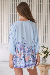 JAASE - Chloe Top: Very Oversized Crochet Trim Neckline Smock Top in Heaven Print