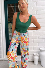 JAASE - Cici Pants: Mid Rise Relaxed Wide Leg Pant in Santa Maria Print