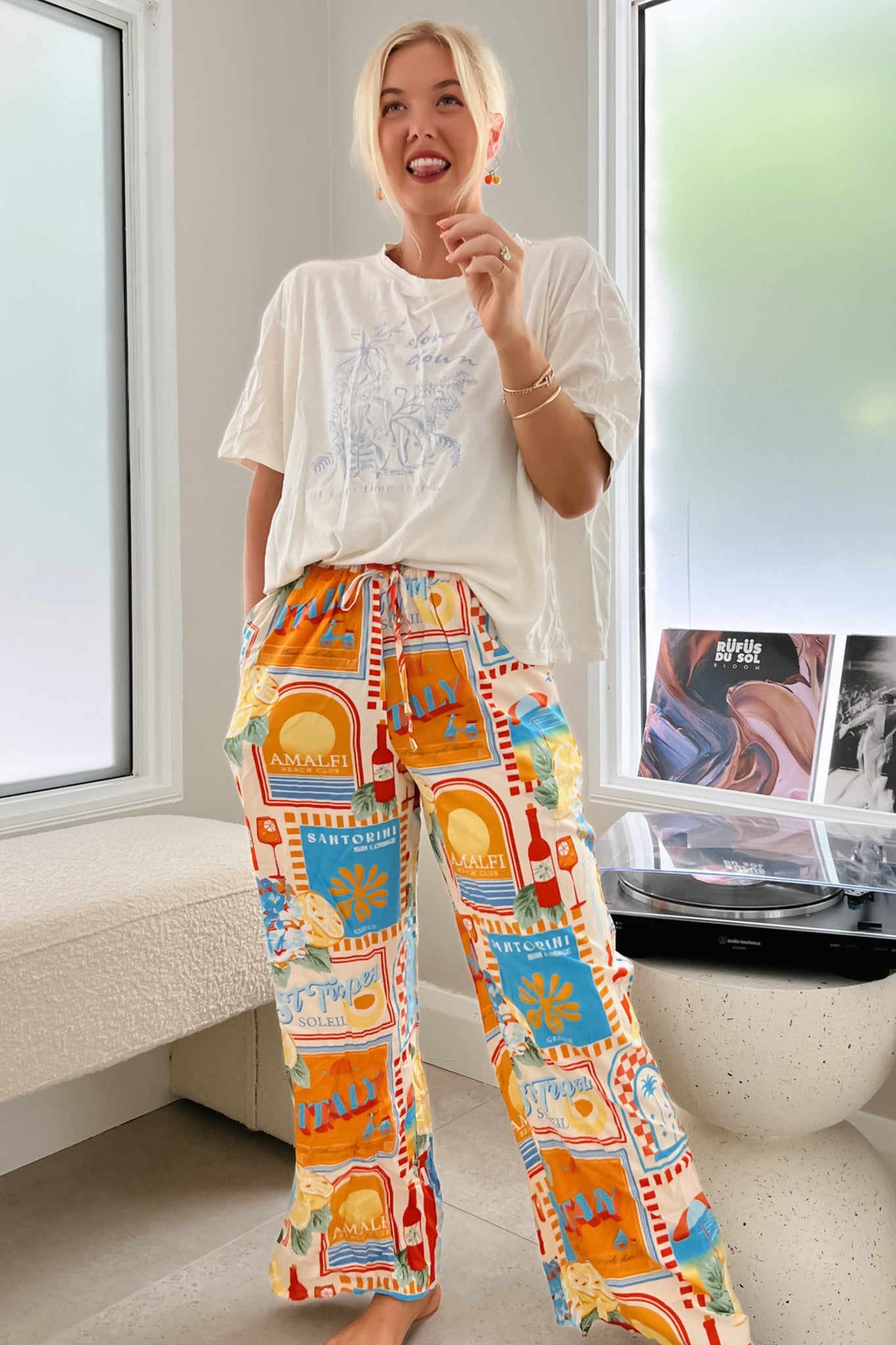JAASE - Cici Pants: Mid Rise Relaxed Wide Leg Pant in Sun Lounger Print