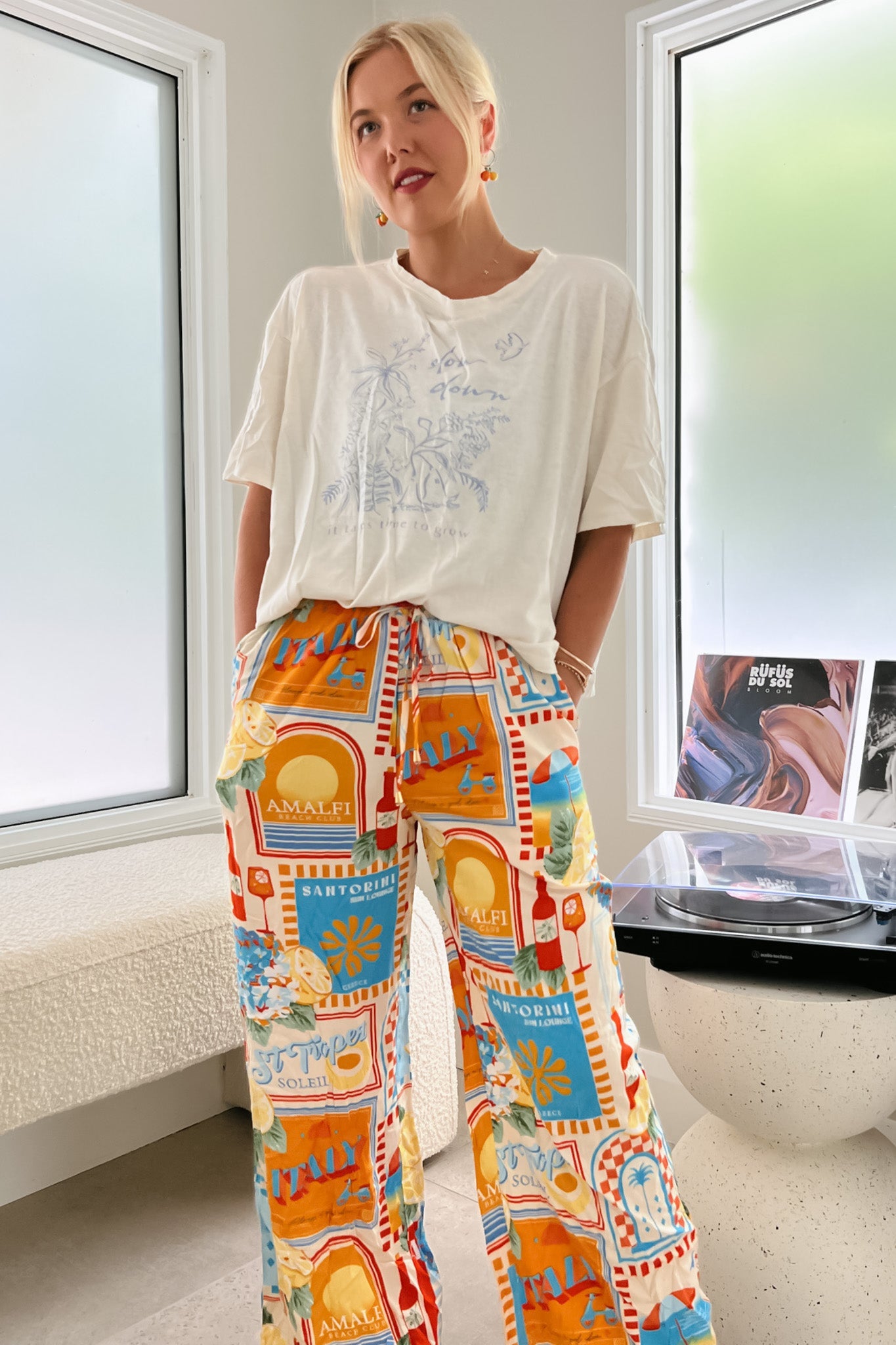 JAASE - Cici Pants: Mid Rise Relaxed Wide Leg Pant in Sun Lounger Print