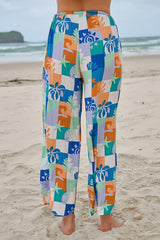 JAASE - Cici Pants: Mid Rise Relaxed Wide Leg Pant in Tides Print