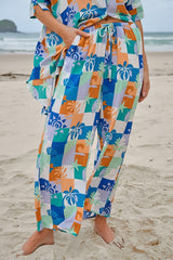 JAASE - Cici Pants: Mid Rise Relaxed Wide Leg Pant in Tides Print