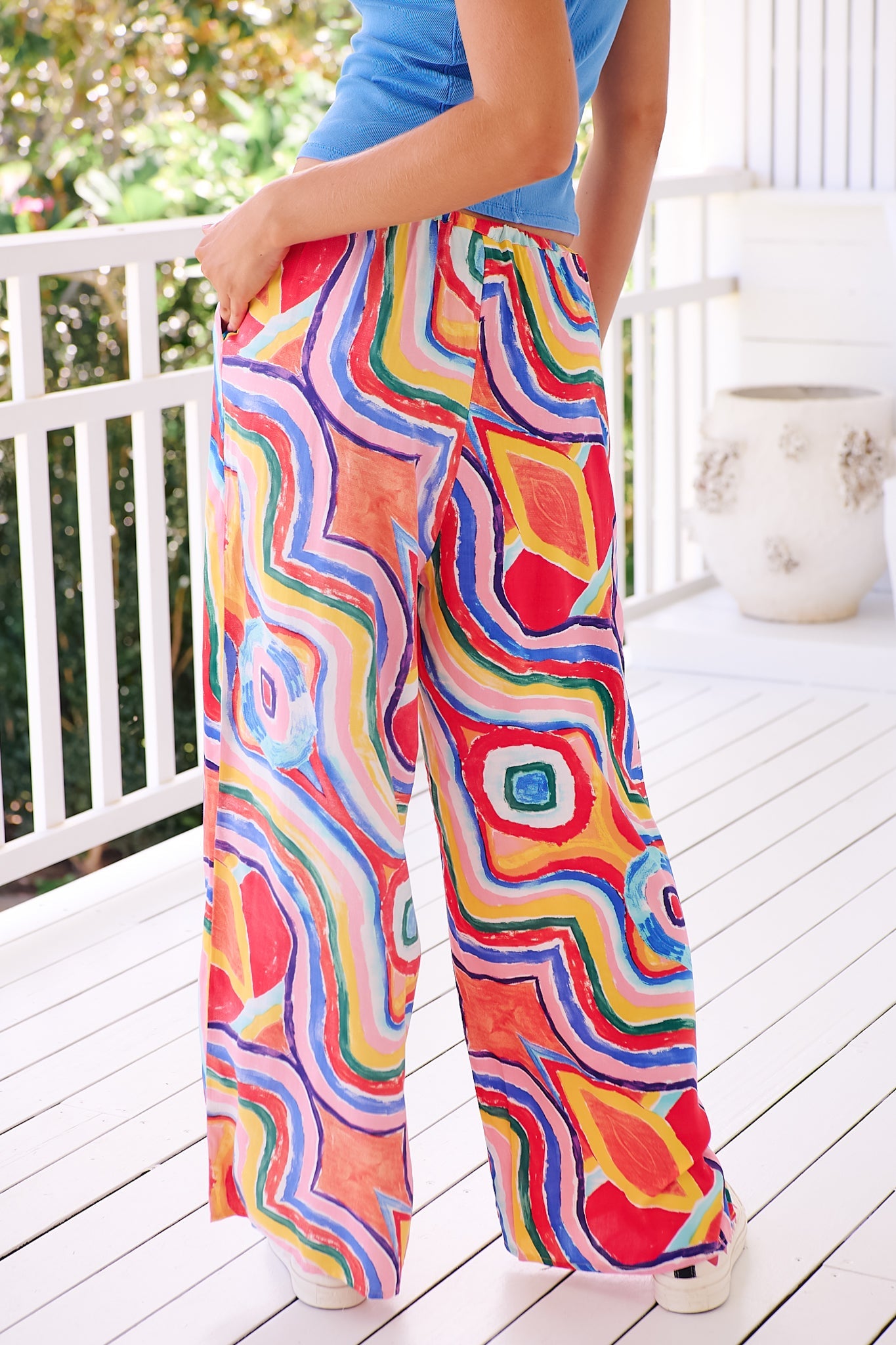 JAASE - Cici Pants: Mid Rise Relaxed Wide Leg Pant in Bergamo Print