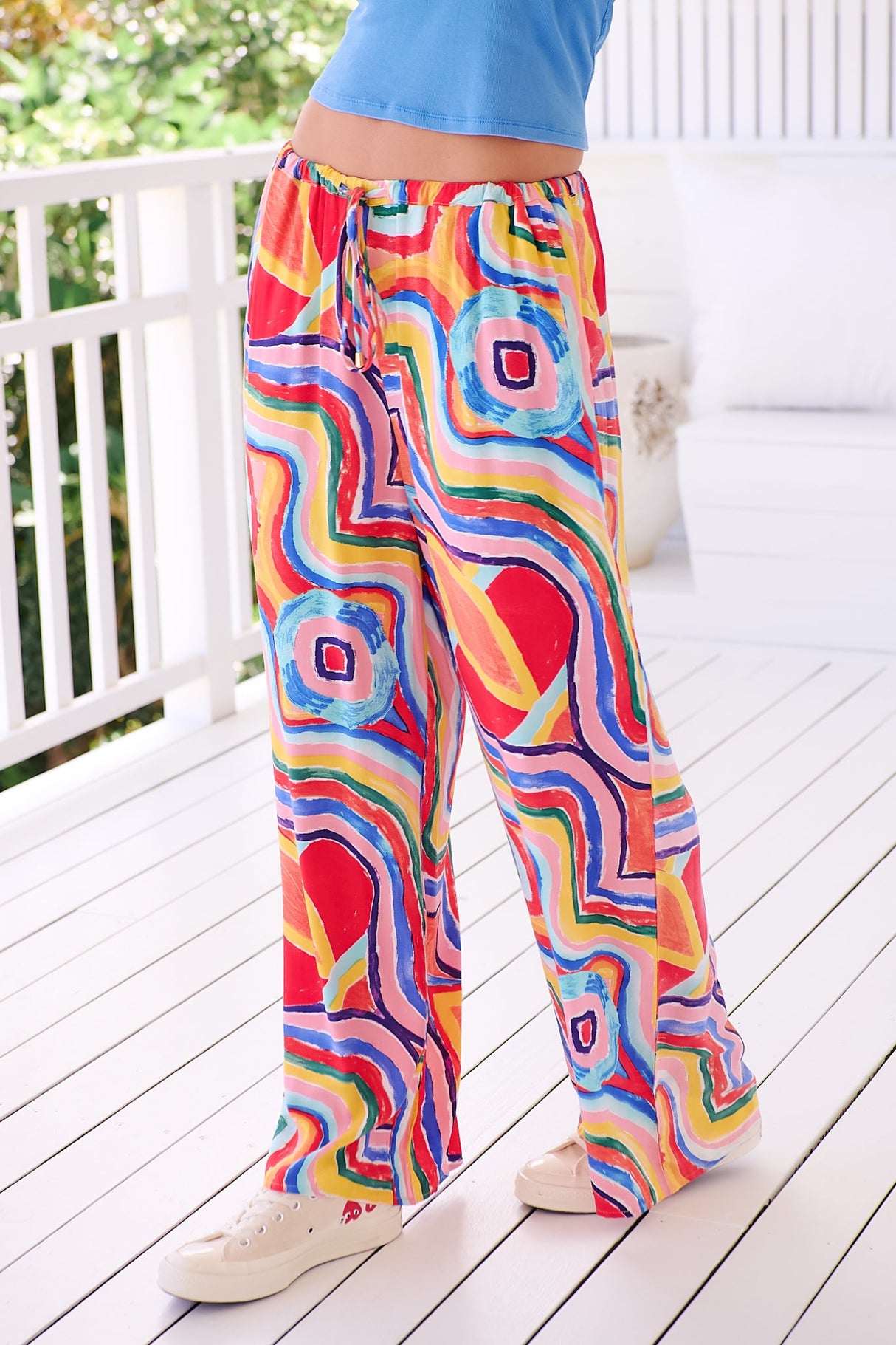 JAASE - Cici Pants: Mid Rise Relaxed Wide Leg Pant in Bergamo Print