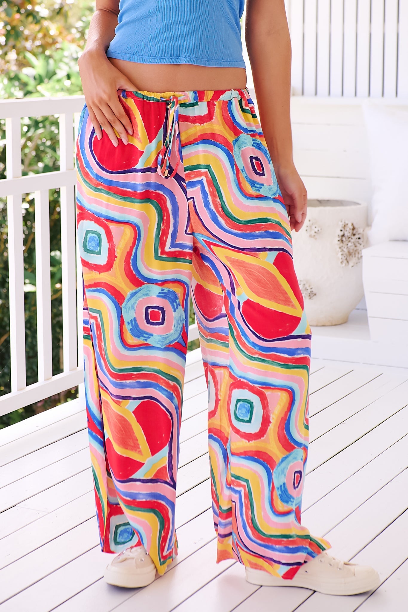 JAASE - Cici Pants: Mid Rise Relaxed Wide Leg Pant in Bergamo Print