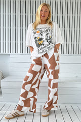 JAASE - Cici Pants: Mid Rise Relaxed Wide Leg Pant in Boston Print