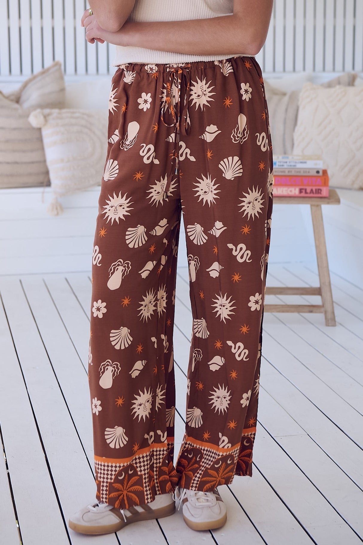 JAASE - Cici Pants: Mid Rise Relaxed Wide Leg Pant in De La Soul Print