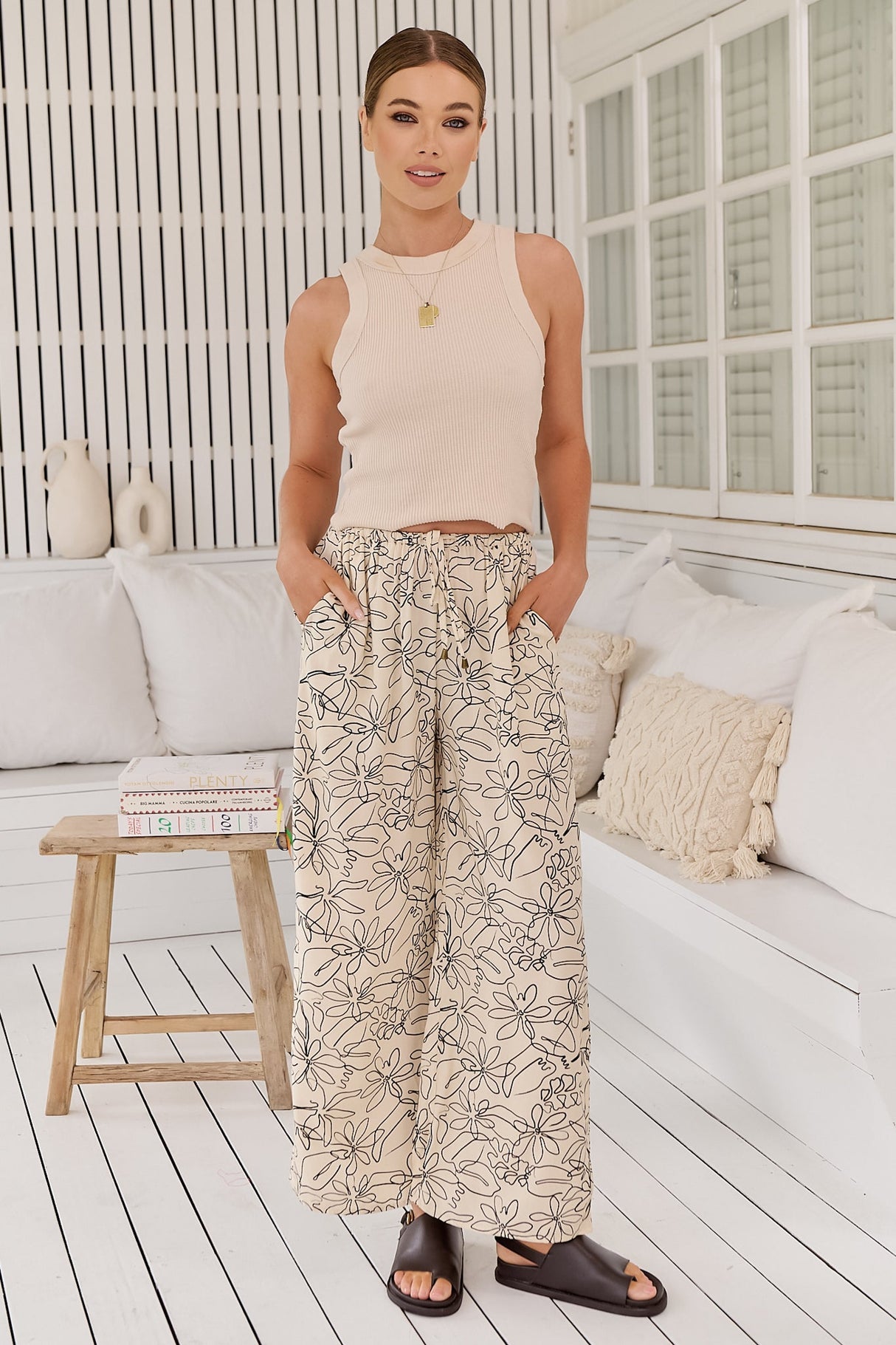 JAASE - Cici Pants: Mid Rise Relaxed Wide Leg Pant in Eloise Print