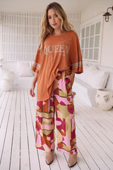 JAASE - Cici Pants: Mid Rise Relaxed Wide Leg Pant in Freya Print