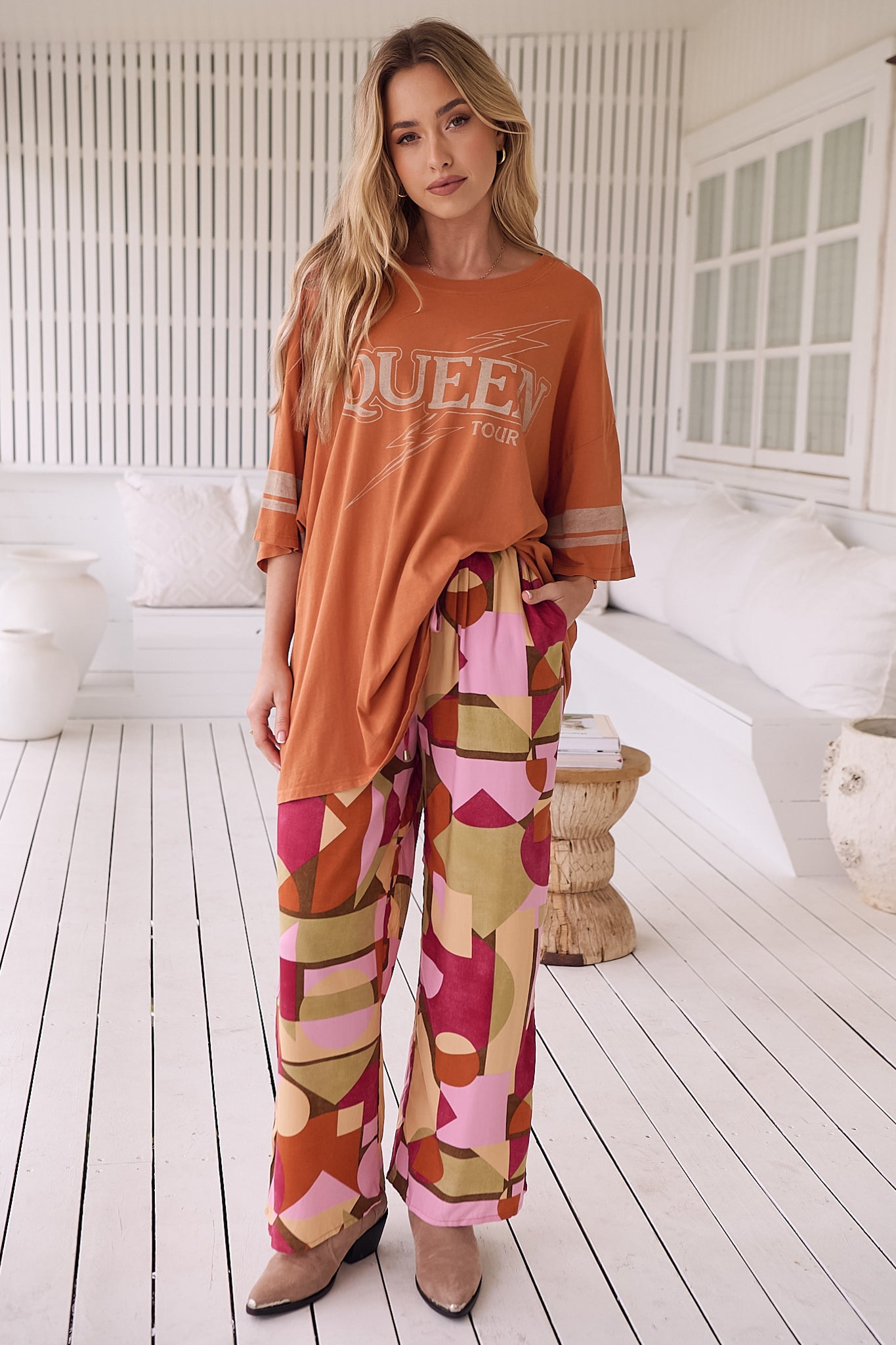 JAASE - Cici Pants: Mid Rise Relaxed Wide Leg Pant in Freya Print