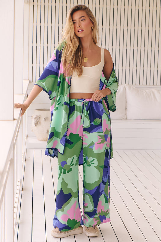 JAASE - Cici Pants: Mid Rise Relaxed Wide Leg Pant in Kalm Print