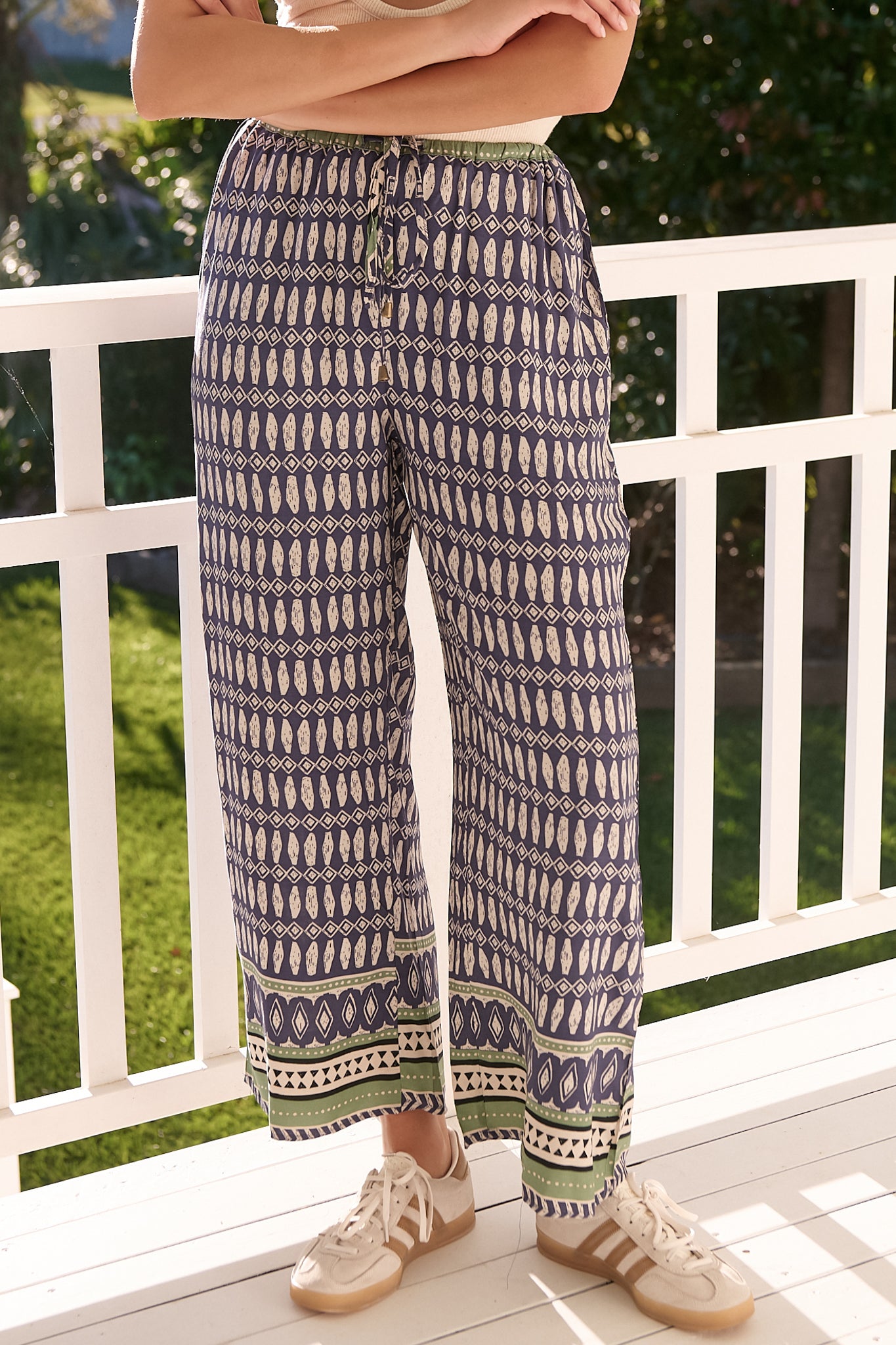 JAASE - Cici Pants: Mid Rise Relaxed Wide Leg Pant in Lorena Print