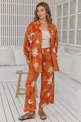 JAASE - Cici Pants: Mid Rise Relaxed Wide Leg Pant in Sina Print