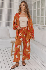 JAASE - Cici Pants: Mid Rise Relaxed Wide Leg Pant in Sina Print