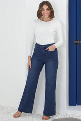 Cindy Wide Leg Jean in Dark Denim