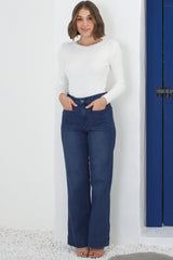 Cindy Wide Leg Jean in Dark Denim