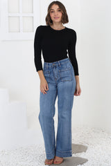 Cindy Wide Leg Jean in Mid Denim Wash