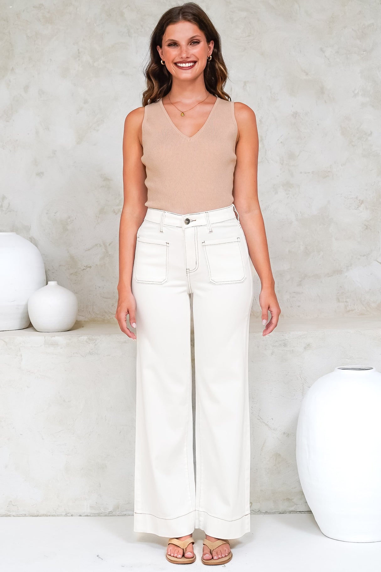 Cindy Wide Leg Jeans in White