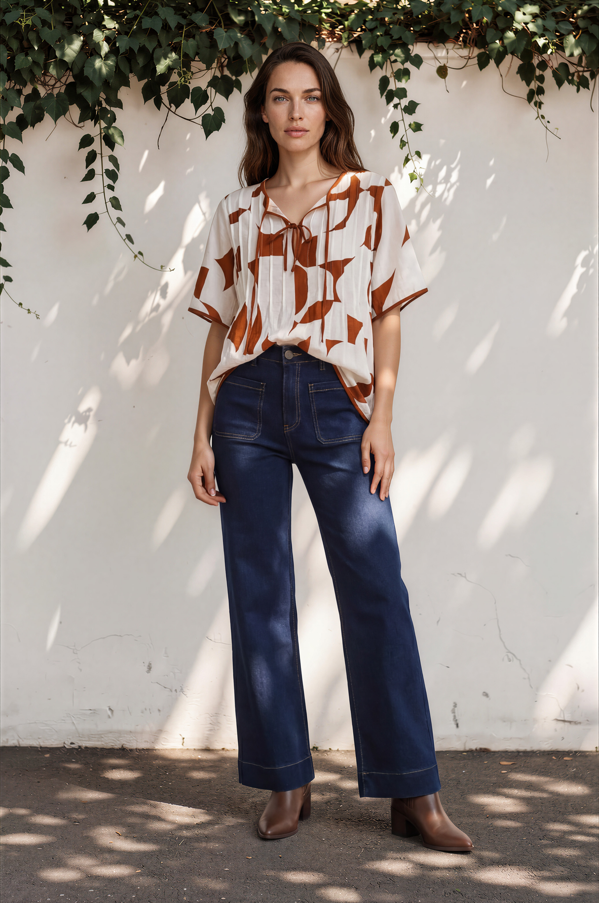 Model wearing Cindy Jeans in Indigo from Salty Crush