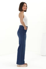 Cindy Wide Leg Jean in Dark Denim