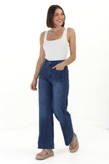 Cindy Wide Leg Jean in Dark Denim