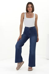 Cindy Wide Leg Jean in Dark Denim