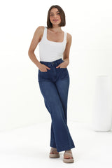 Cindy Wide Leg Jean in Dark Denim