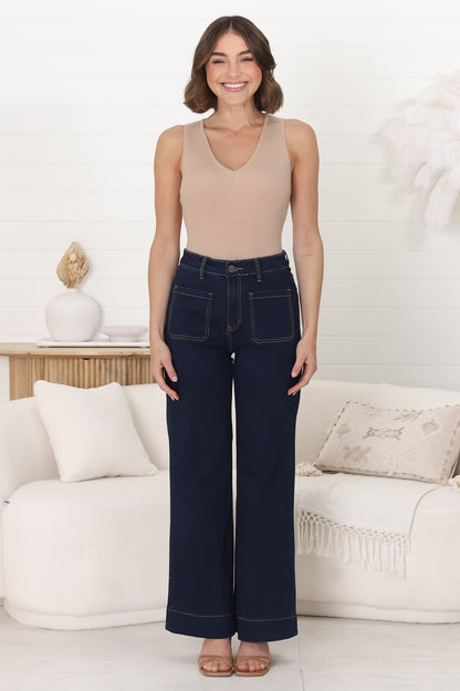 Cindy Wide Leg Jeans in Indigo