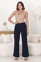 Cindy Wide Leg Jeans in Indigo