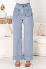 Cindy-Lou Wide Leg Jean in Light Denim