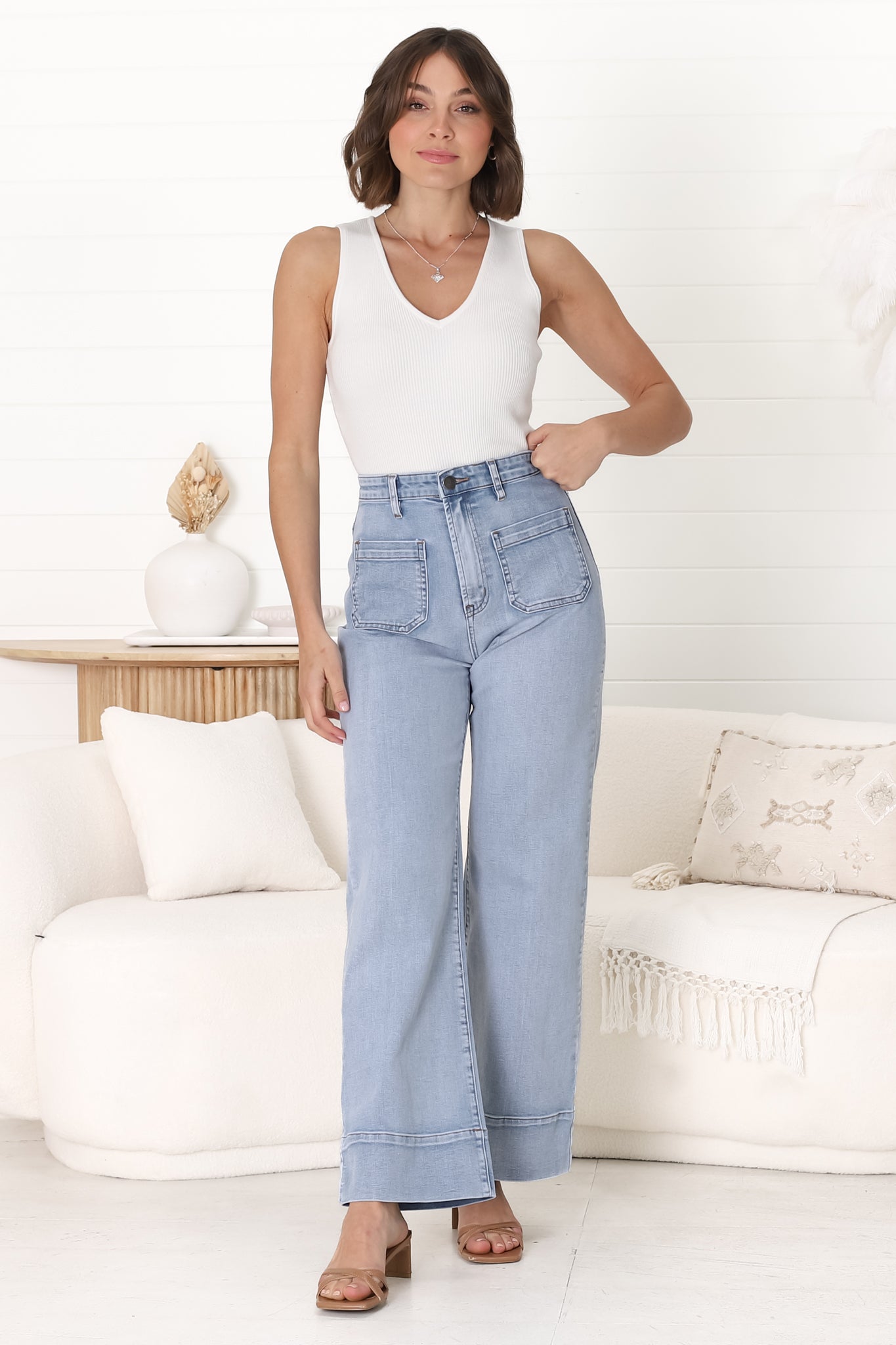 Cindy-Lou Wide Leg Jean in Light Denim