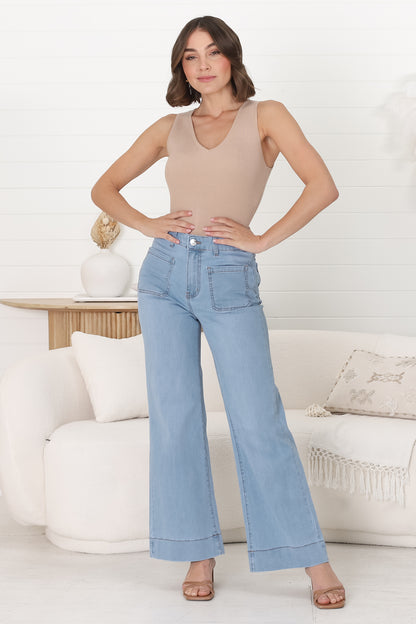 Cindy Wide Leg Jeans in Light Denim