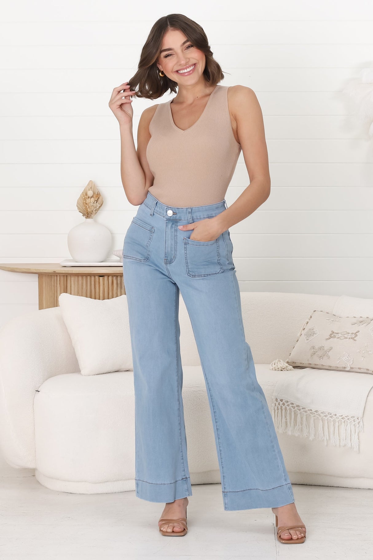 Cindy Wide Leg Jeans in Light Denim