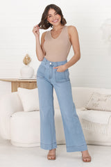 Cindy Wide Leg Jeans in Light Denim