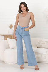 Cindy Wide Leg Jeans in Light Denim