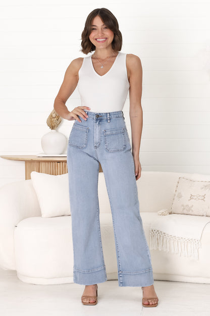 Cindy-Lou Wide Leg Jean in Light Denim