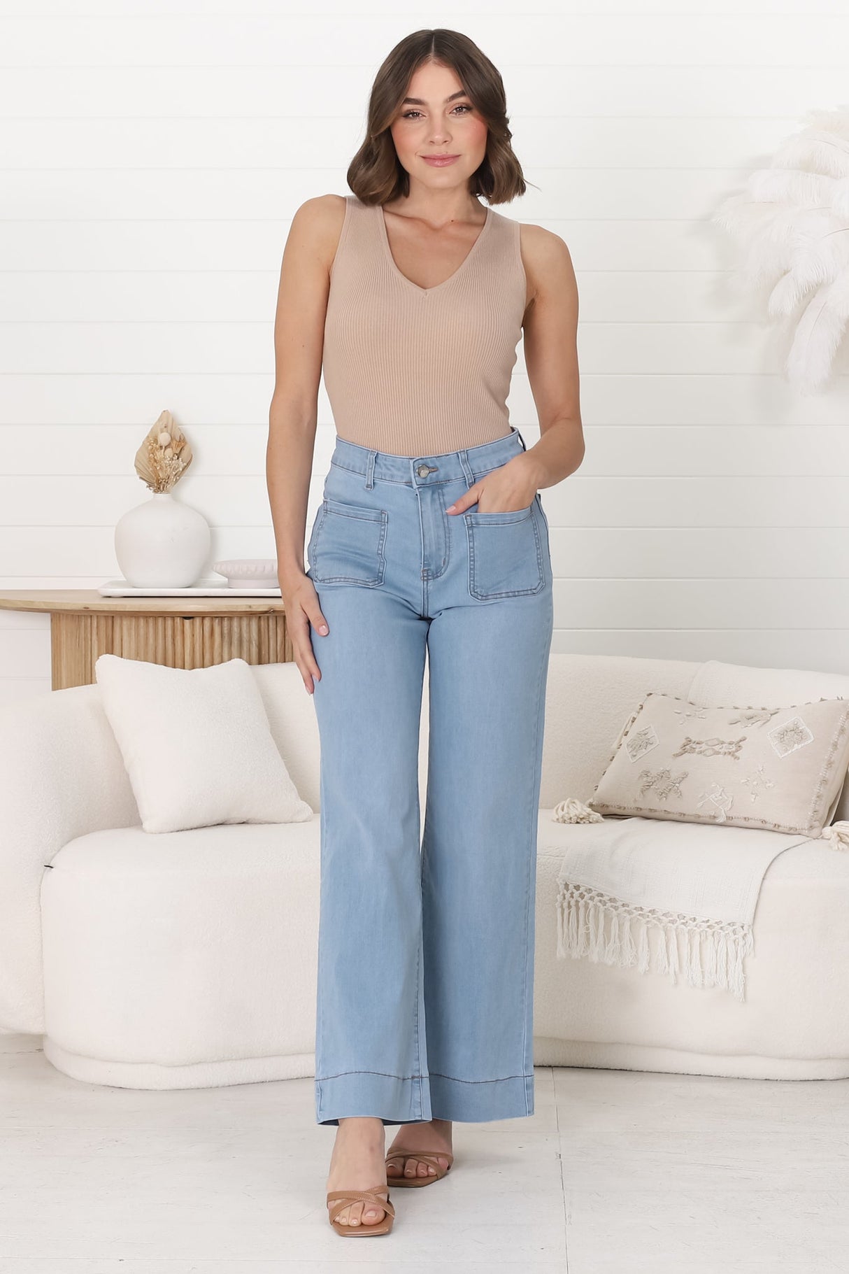 Cindy Wide Leg Jeans in Light Denim