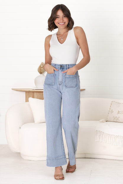 Cindy-Lou Wide Leg Jean in Light Denim