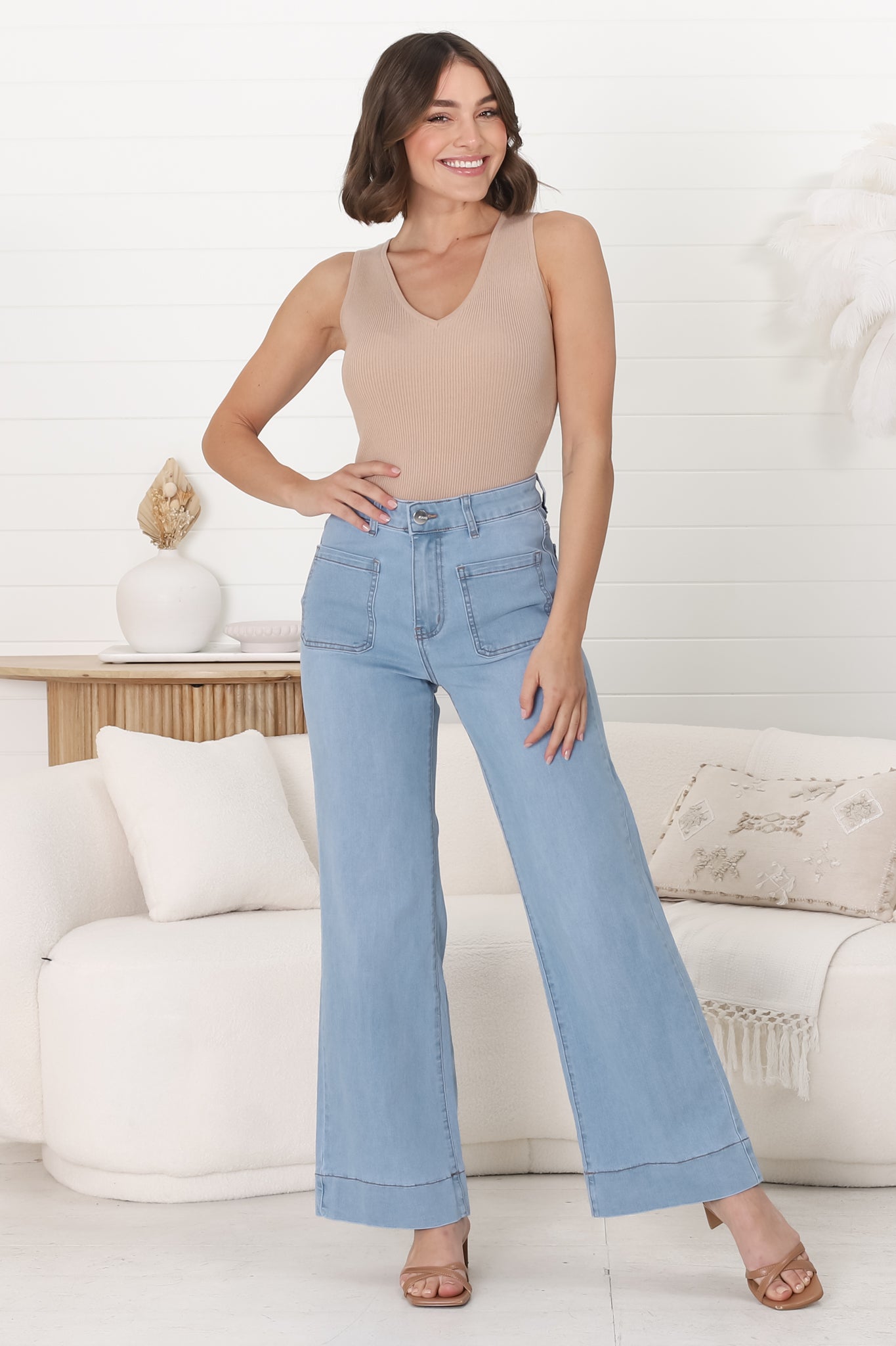 Cindy Wide Leg Jeans in Light Denim